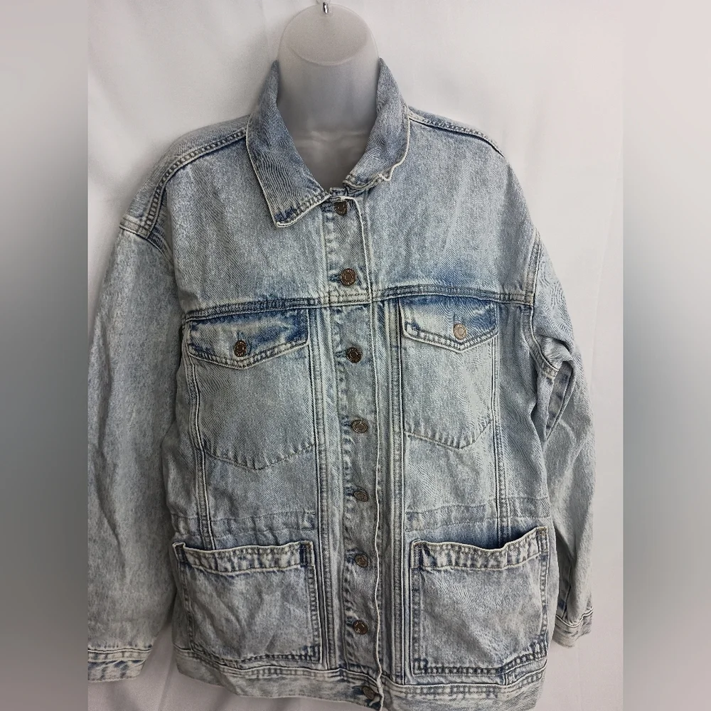 GAP oversized trucker workwear blue y2k work‎ Denim shacket utility chore Jacket